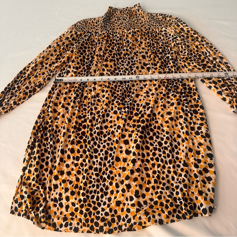 Ann Taylor Leopard Mock Turtleneck Long Sleeve Swing Dress XS extra small Petite - Picture 5 of 9